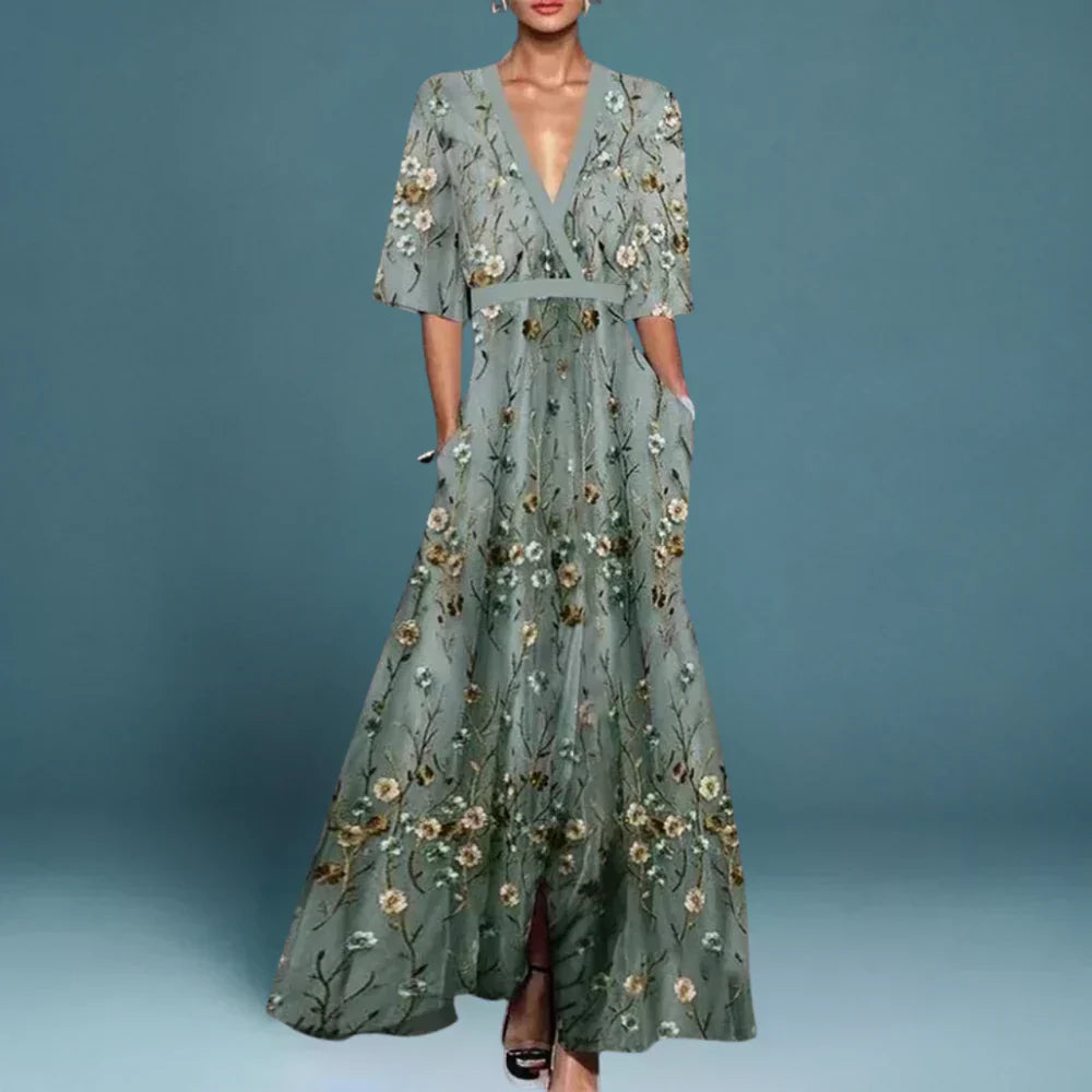 Jamie Elegant Maxi Dress with Floral Pattern