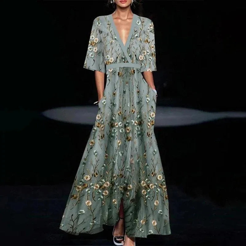 Jamie Elegant Maxi Dress with Floral Pattern