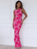 Arina Pink Floral Wedding Guest Maxi Dress