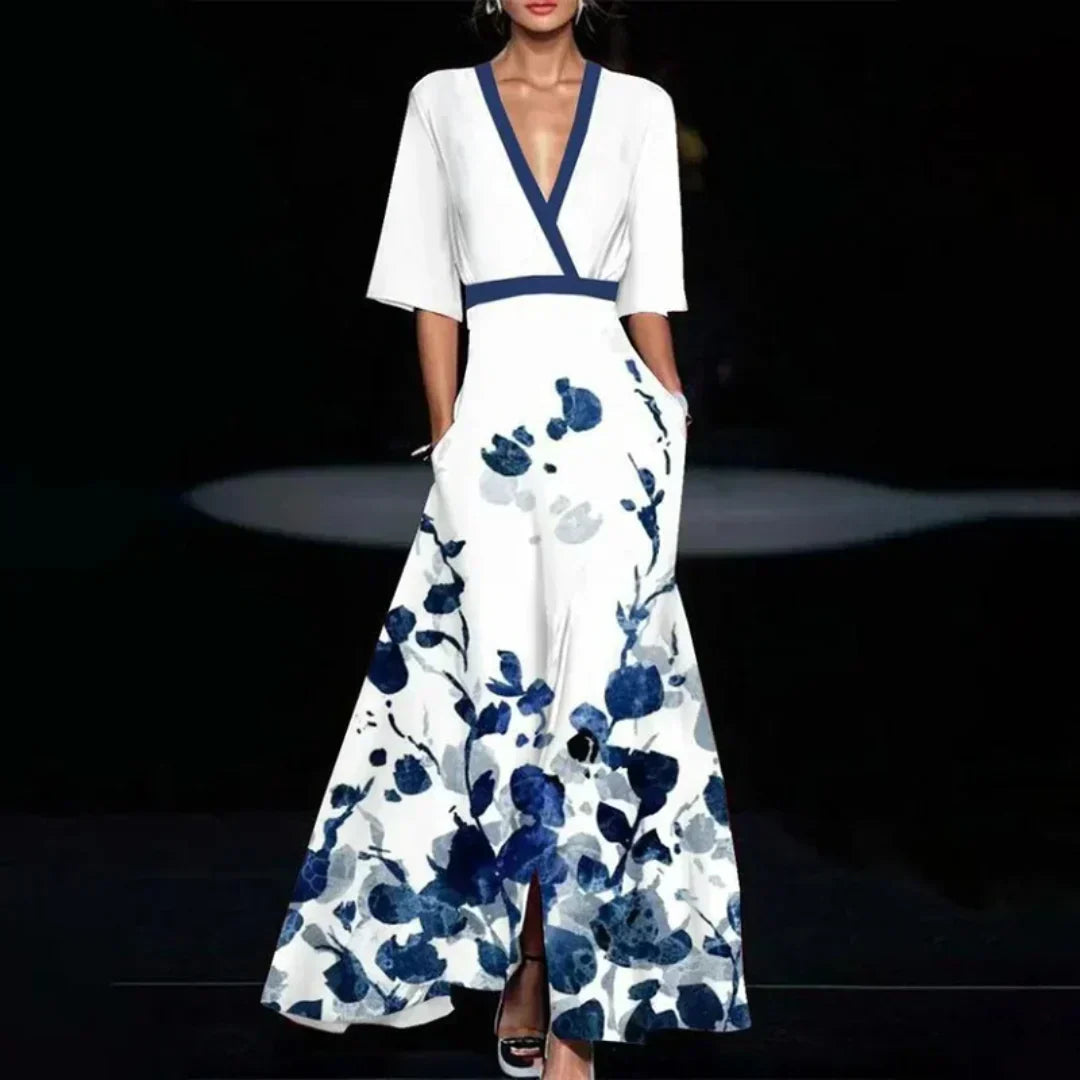 Jamie Elegant Maxi Dress with Floral Pattern