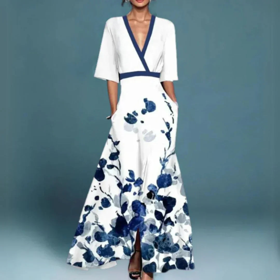 Jamie Elegant Maxi Dress with Floral Pattern