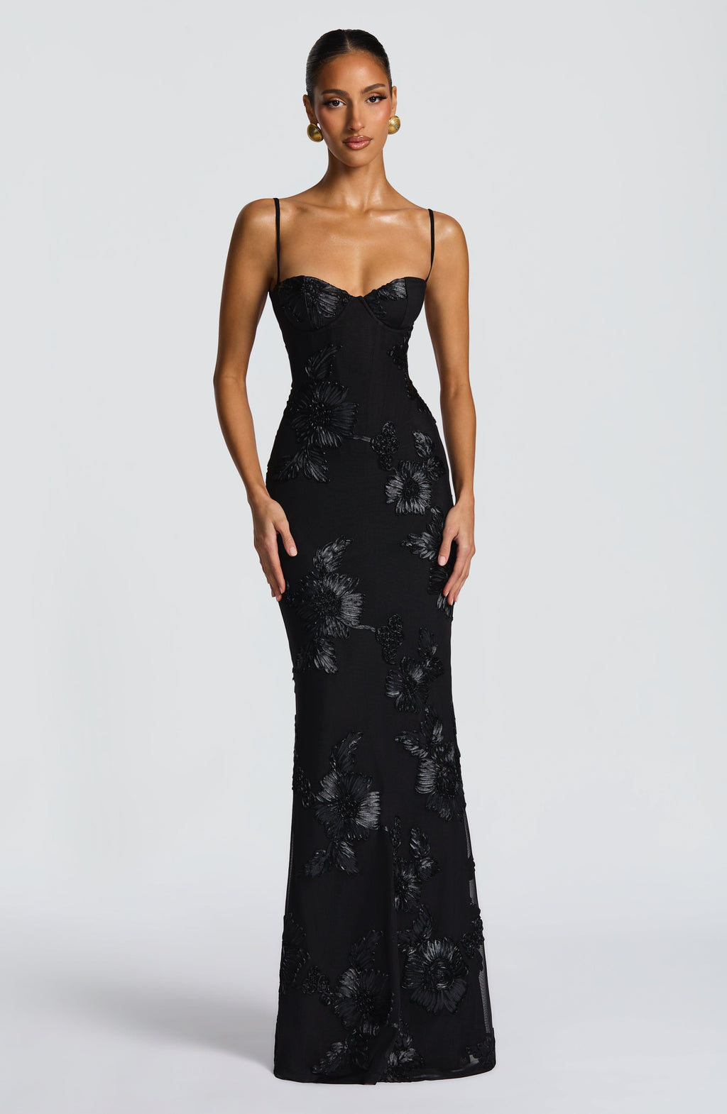 Women’s Floral Corset Spaghetti Strap Maxi Wedding Guest Dress