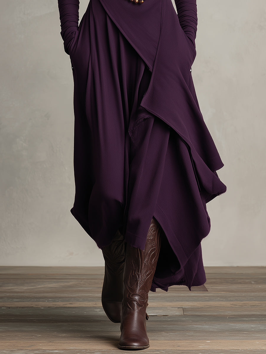 Women’s Long Sleeve Turtleneck Wrap Maxi Dress